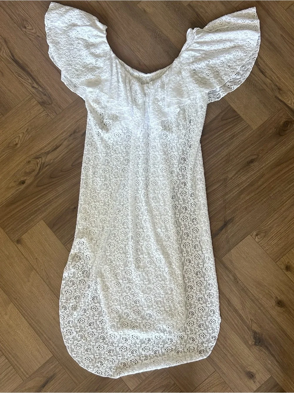 Free people white eyelet Lacey top XS dress ruffled soft!